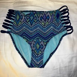 High Waisted Blue Swim Bottoms Medium